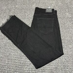 DENIZEN FROM Levis Mens 232 Slim Straight Jeans W34 L34 Black Raw Hem Denim